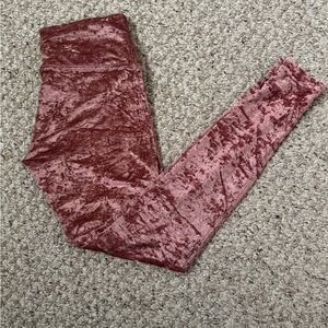 Lululemon Crushed Velvet Leggings Pink Sz 8 Rare Soft Luxe High Rise EUC